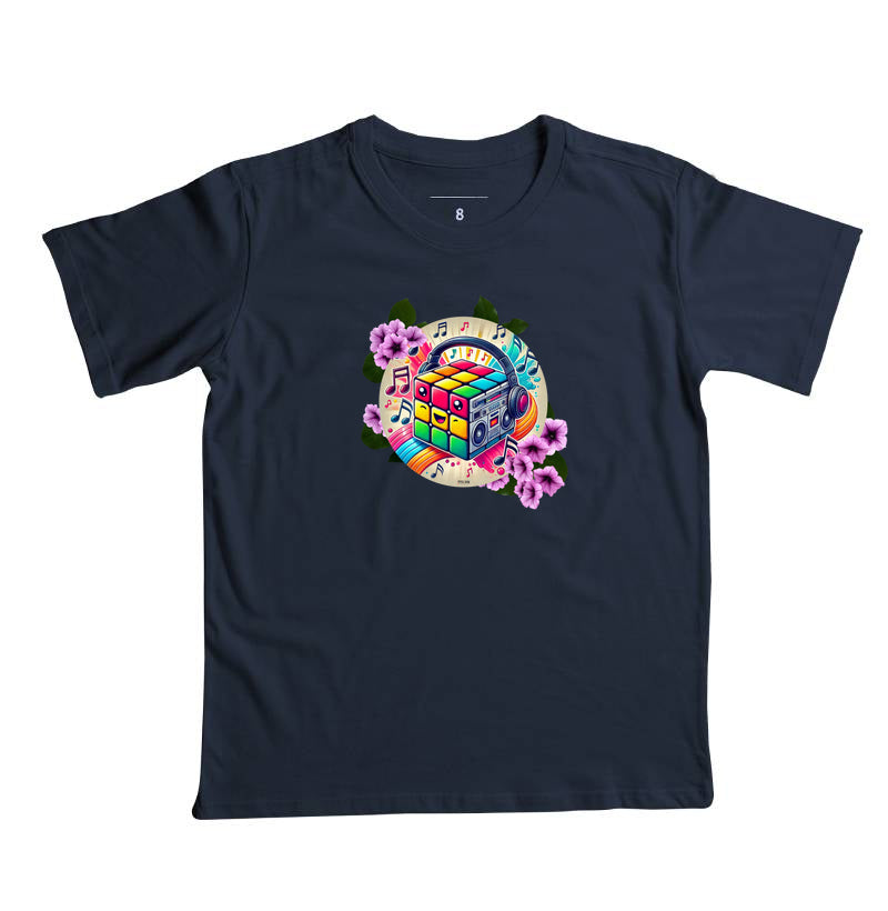 Cubo mágico na música - Camiseta infantil feminina 497146