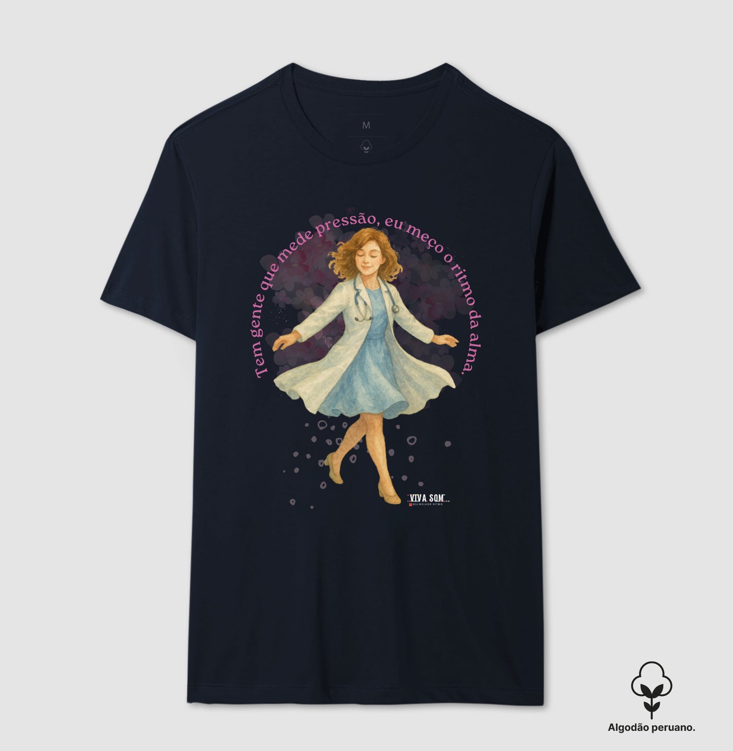Médico mede o ritmo da alma - Camiseta e Baby Look (algodão peruano)