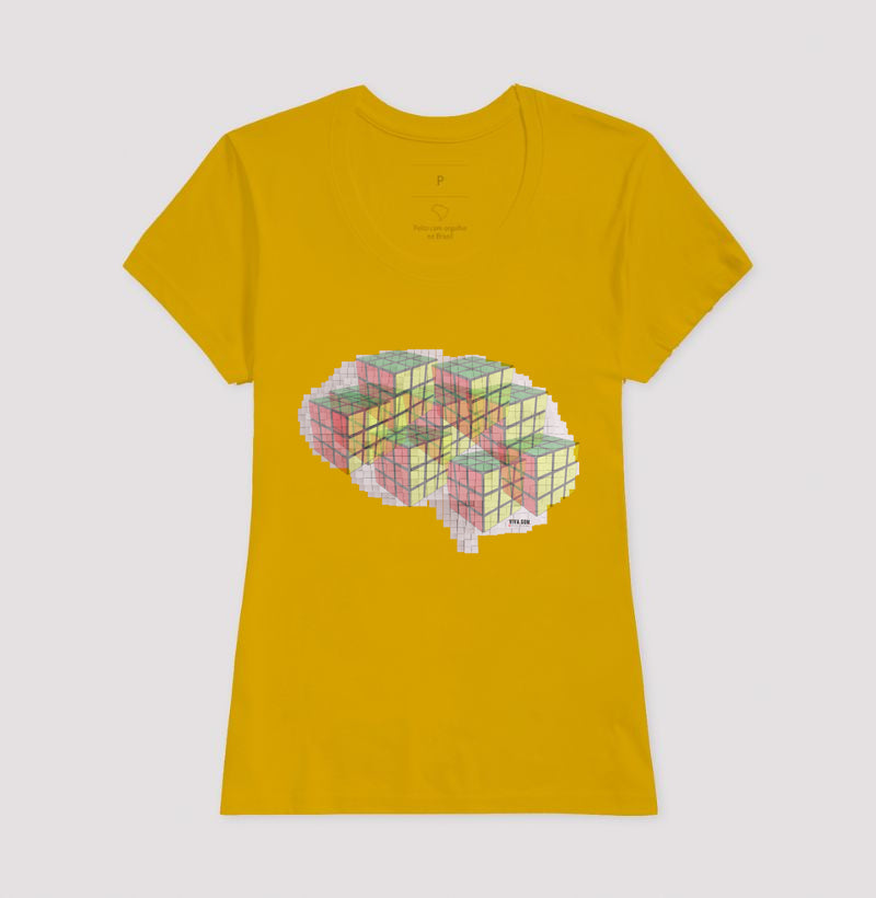 O Cérebro com cubos mágicos - Camiseta Confort Masculina e Feminina