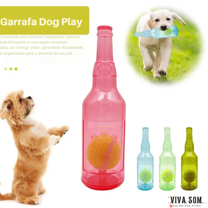 Brinquedo para Cachorro Resistente Garrafa Dog Play – Mordedor Interativo