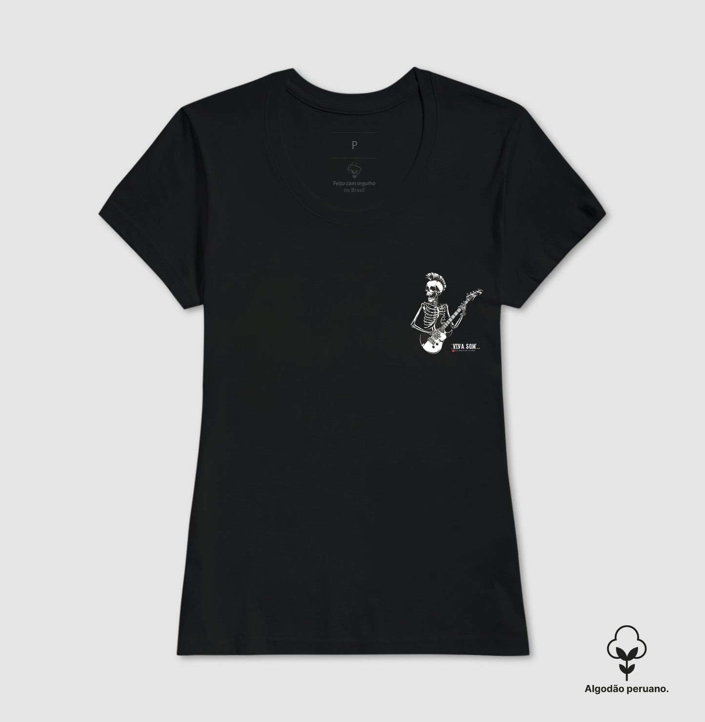 Rock: O esqueleto - Camiseta masculina e feminina (algodão peruano)