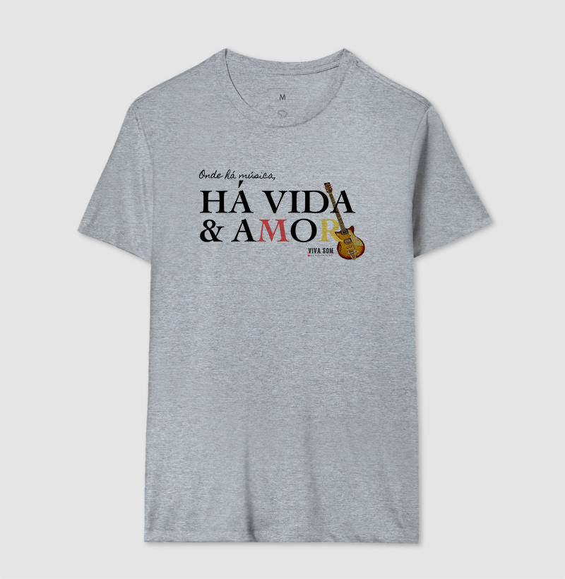Música vida e amor - Camiseta Confort Feminina e Masculina