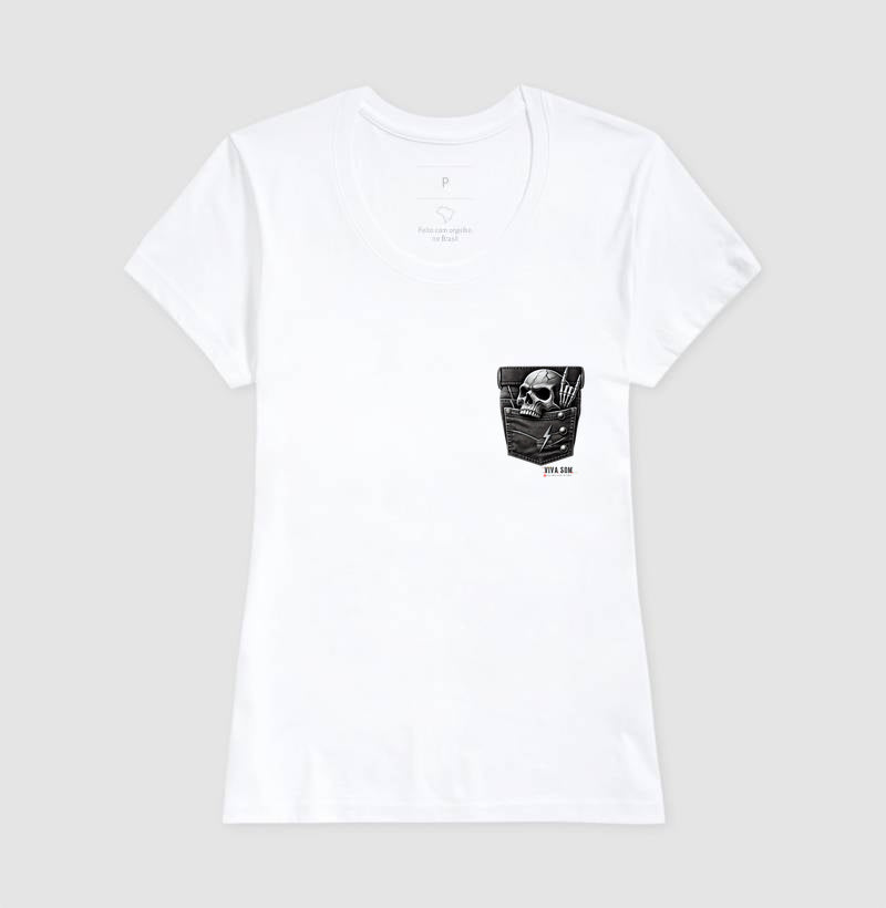 Rock: Bolso da Caveira - Camiseta Confort Masculina e Feminina