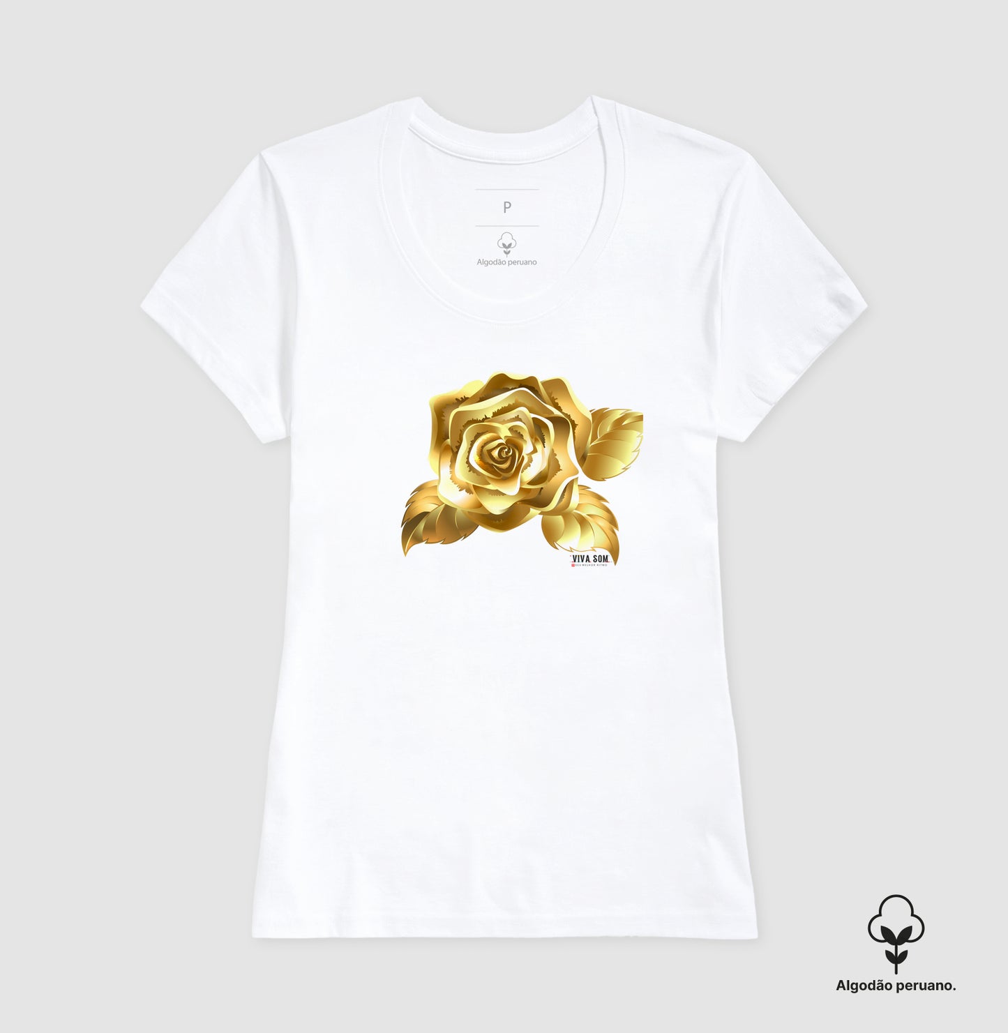 Camiseta Chique Rosa de Ouro Plena - Algodão Peruano
