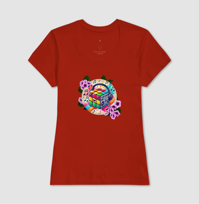 Cubo mágico na música - Camiseta confort feminina