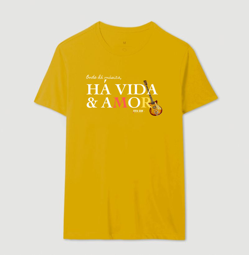 Música vida e amor - Camiseta Confort Feminina e Masculina