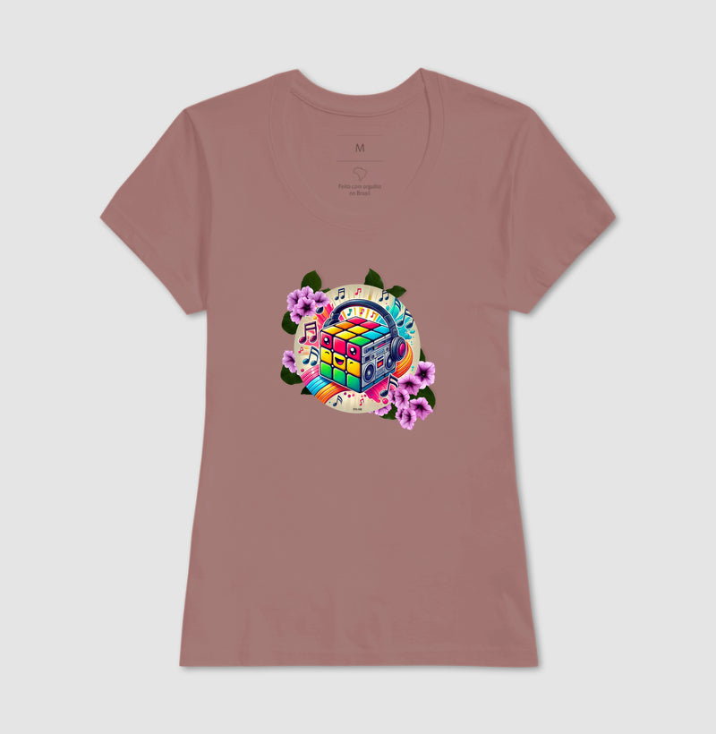Cubo mágico na música - Camiseta confort feminina