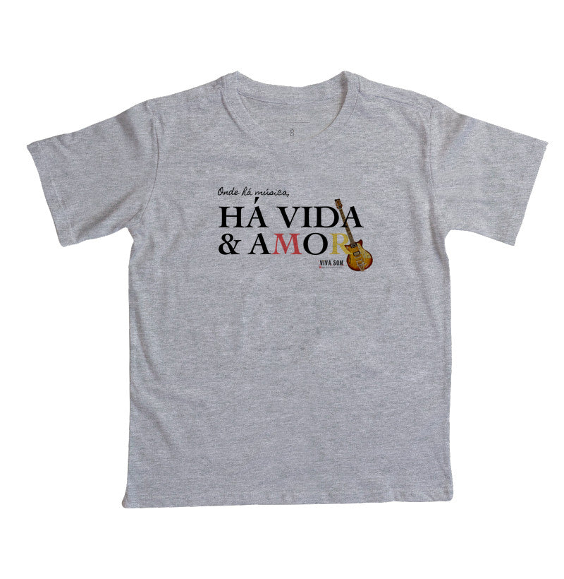 Música, vida e amor -Camiseta infantil Unissex