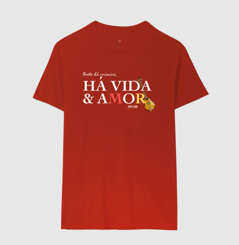 Música vida e amor - Camiseta Confort Feminina e Masculina