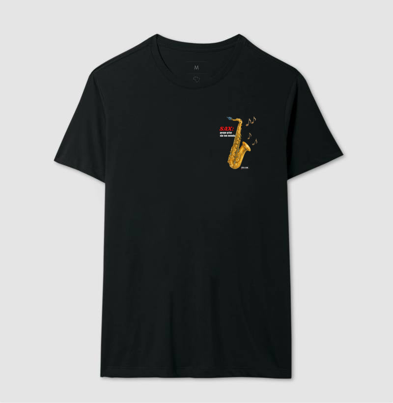 Sax: Gritar não é Melogia (lateral) - Camiseta e Baby Look Confort