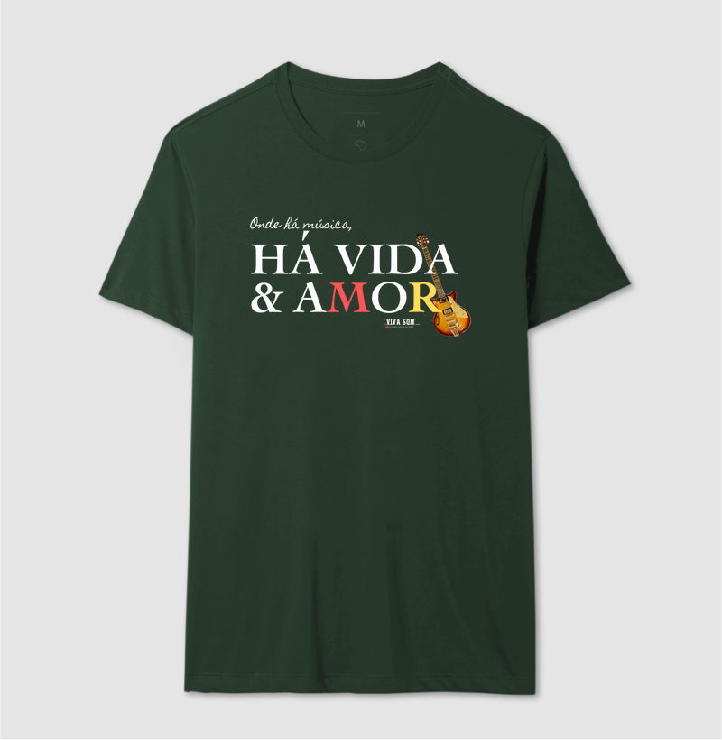 Música vida e amor - Camiseta Confort Feminina e Masculina