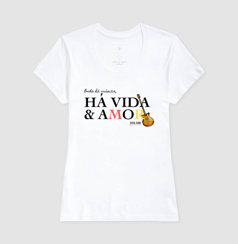 Música vida e amor - Camiseta Confort Feminina e Masculina