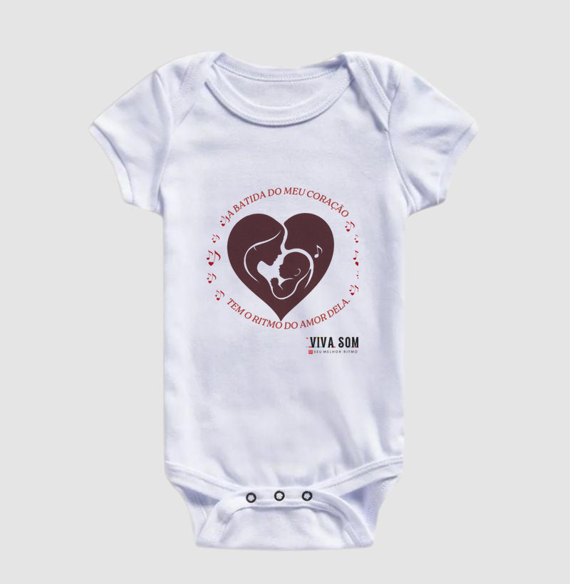 Mãe: Batida do Coração - Body Baby Unissex