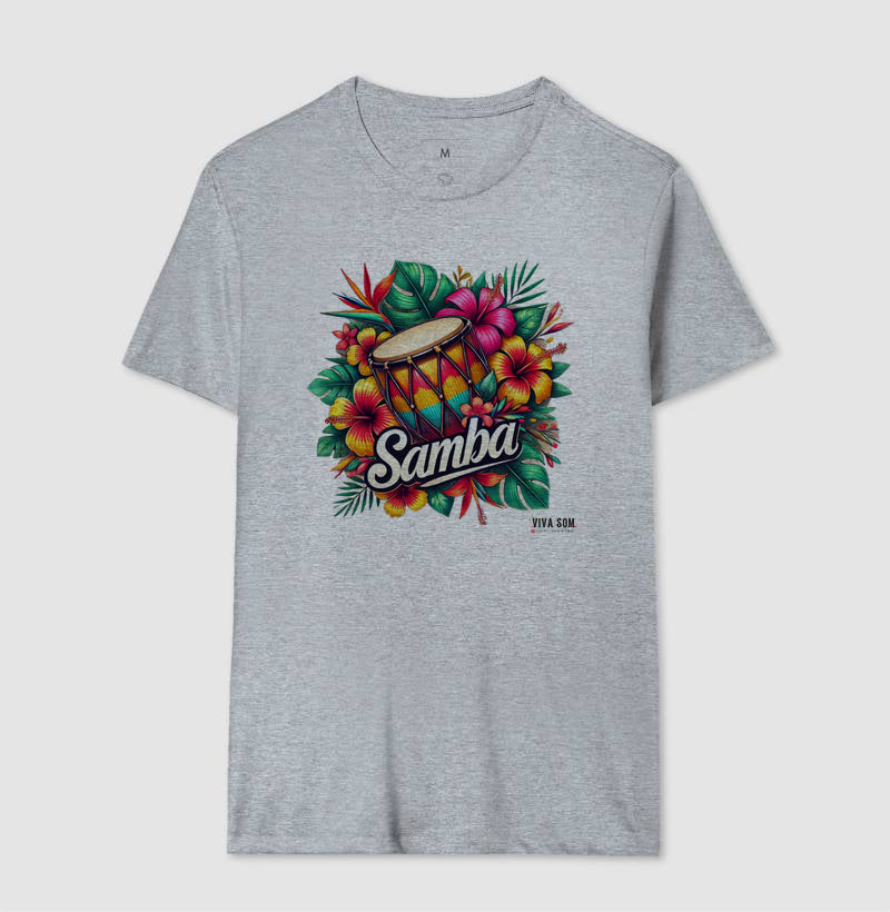 Samba com Flores - Camiseta Confort Feminina e Masculina 497146