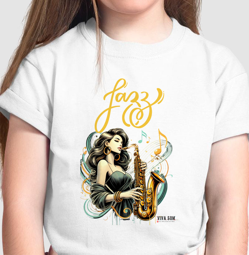 Jazz e Sax - Camiseta Infantil Unissex