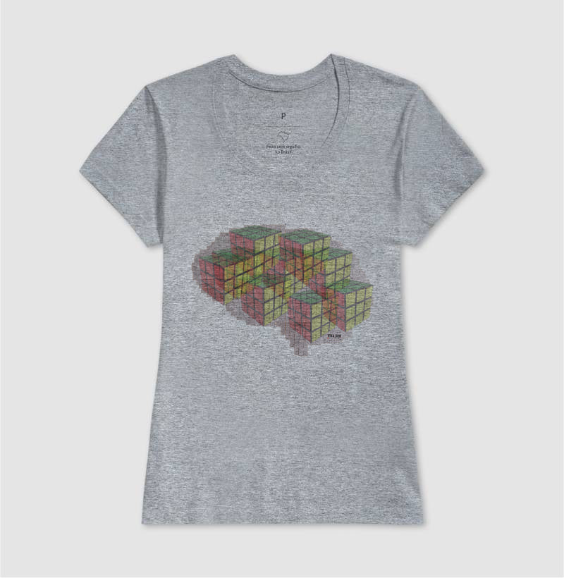 O Cérebro com cubos mágicos - Camiseta Confort Masculina e Feminina