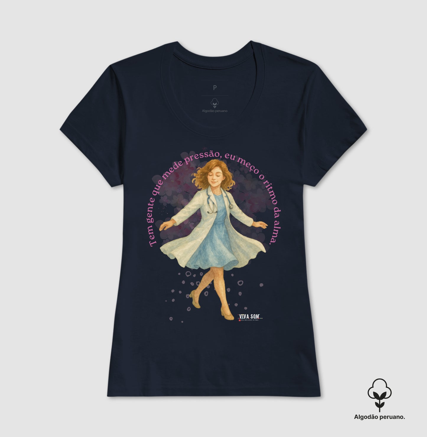 Médico mede o ritmo da alma - Camiseta e Baby Look (algodão peruano)