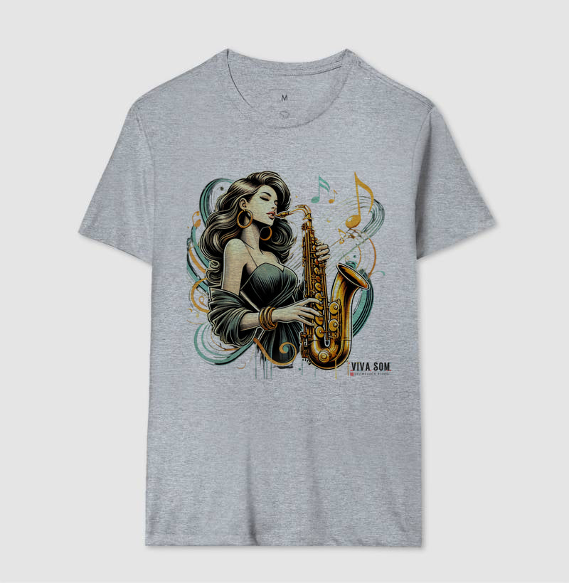 Jazz e Sax - Camiseta Confort Masculina e feminina