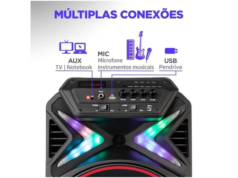 Caixa de Som Bluetooth 400W FESTA PLUS – Portátil e Amplificada com USB