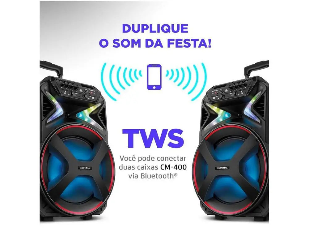 Caixa de Som Bluetooth 400W FESTA PLUS – Portátil e Amplificada com USB