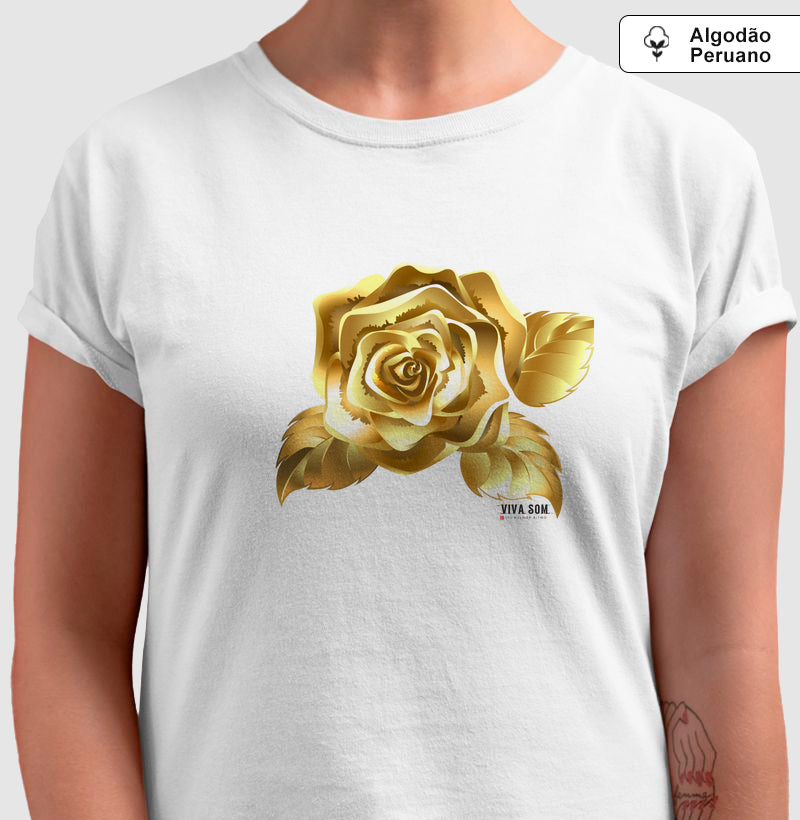 Camiseta Chique Rosa de Ouro Plena - Algodão Peruano