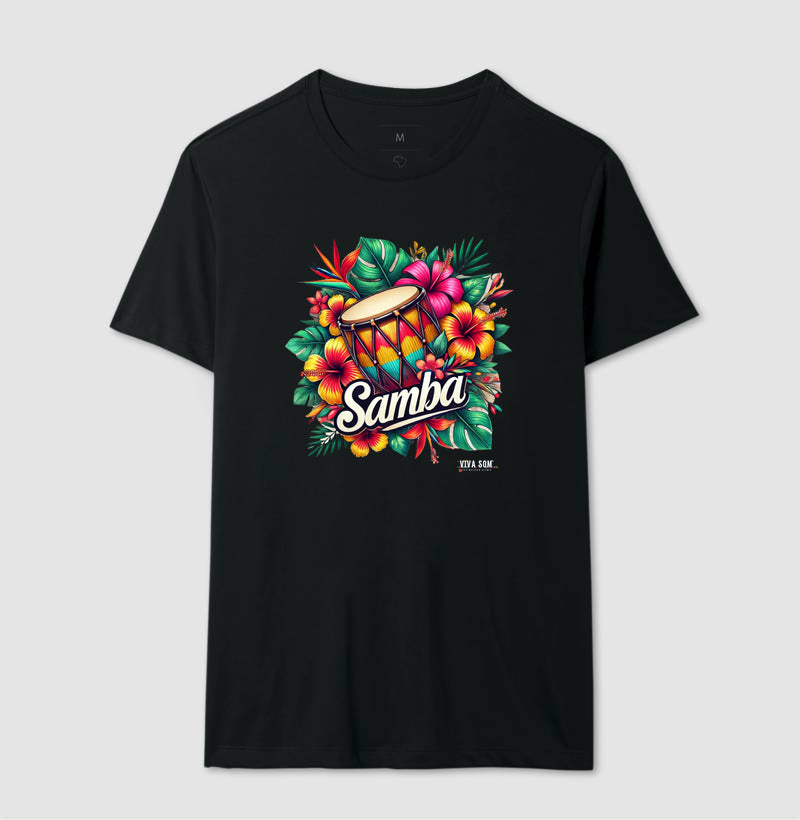 Samba com Flores - Camiseta Confort Feminina e Masculina