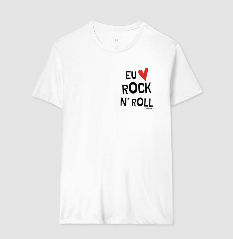 Rock: Eu Amo Rock N' Roll - Camiseta Confort Masculina e Feminina