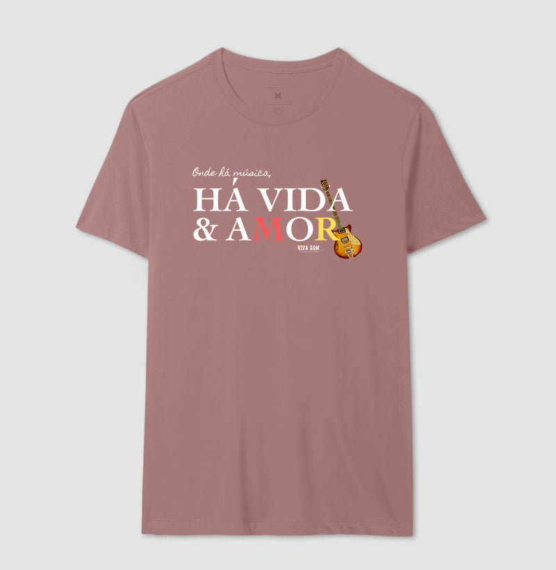 Música vida e amor - Camiseta Confort Feminina e Masculina