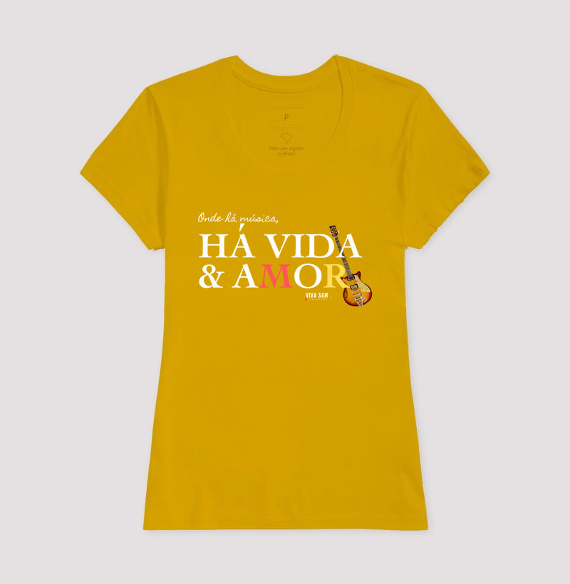 Música vida e amor - Camiseta Confort Feminina e Masculina