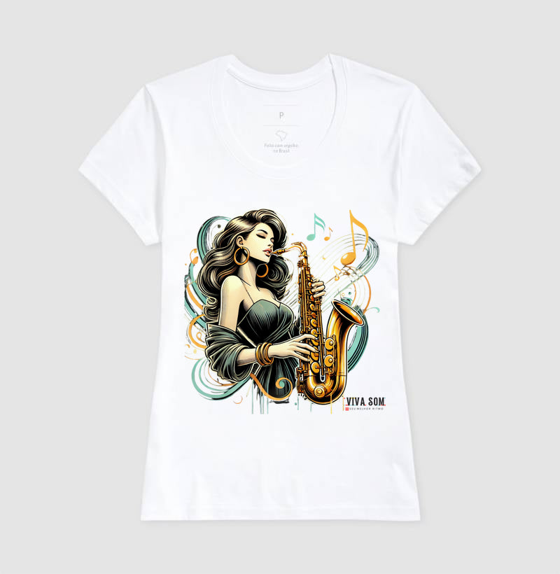 Jazz e Sax - Camiseta Confort Masculina e feminina