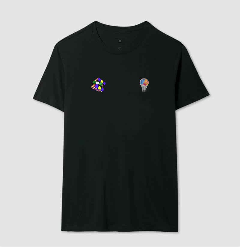 A lâmpada e o Cubo Mágico - Camiseta Confort Masculina e Feminina