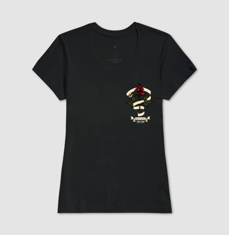 Rock: Fita e Flor - Camiseta Confort Masculina e Feminina