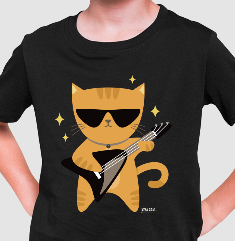 Gato do Rock - Camiseta Infantil