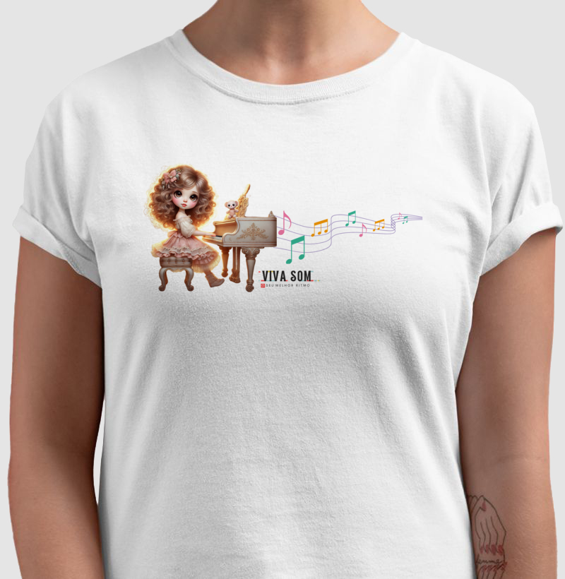 Boneca Pianista - Camiseta Confort Feminina e Masculina