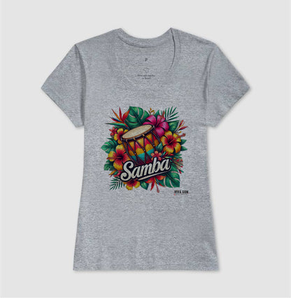 Samba com Flores - Camiseta Confort Feminina e Masculina