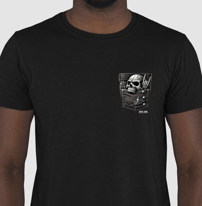 Rock: Bolso da Caveira - Camiseta Confort Masculina e Feminina