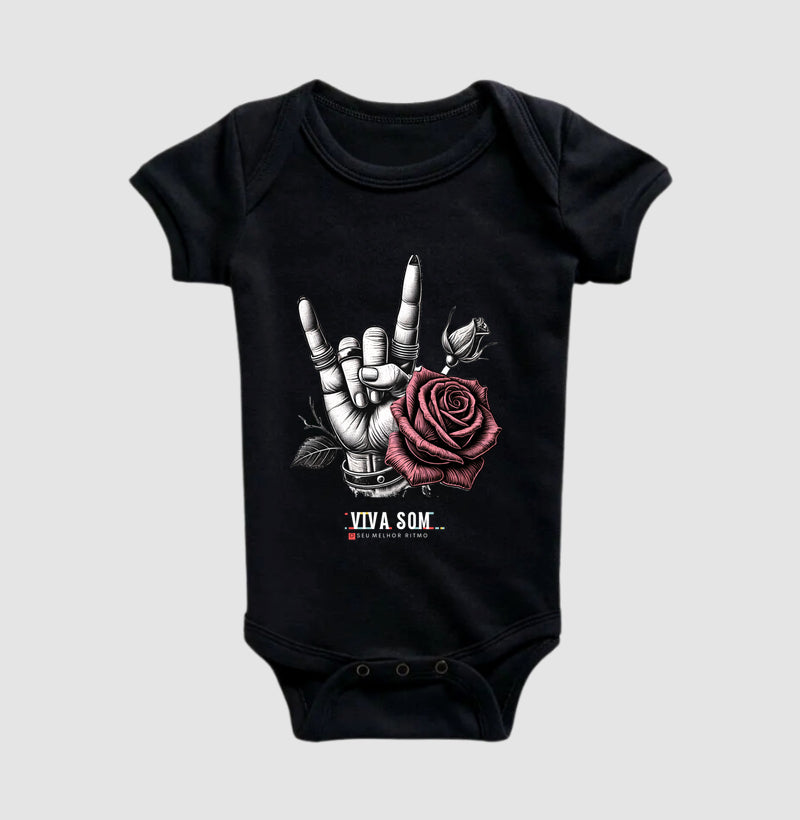 Rock: Símbolo e a Flor - Body Baby Unissex