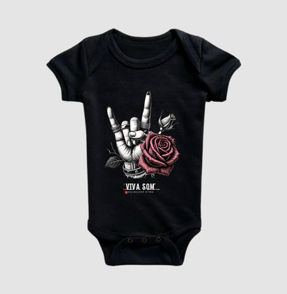 Rock: Símbolo e a Flor - Body Baby Unissex