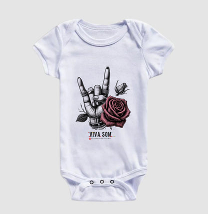 Rock: Símbolo e a Flor - Body Baby Unissex