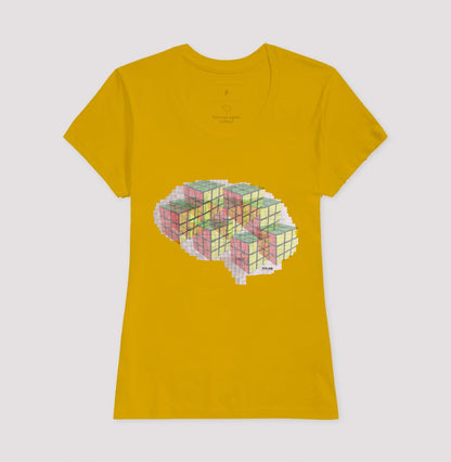 O Cérebro  com cubos mágicos - Camiseta Confort Masculina e Feminina