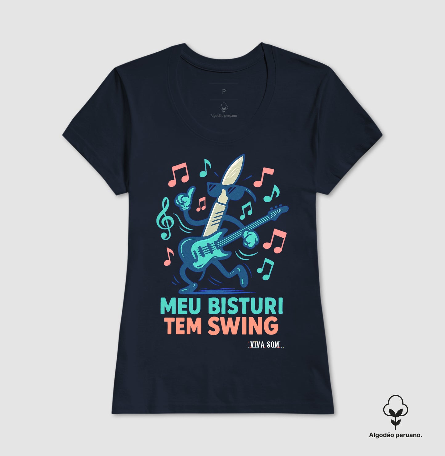 Médico:meu Bisturi tem Swing - Camiseta e Baby Look Algodão Peruano 497146