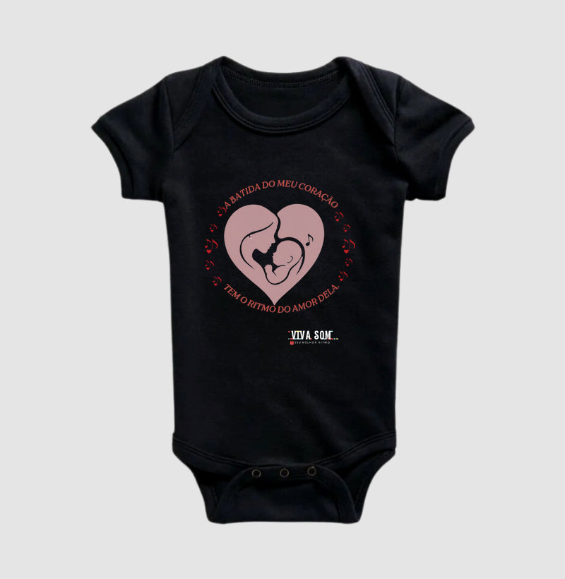Mãe: Batida do Coração - Body Baby Unissex