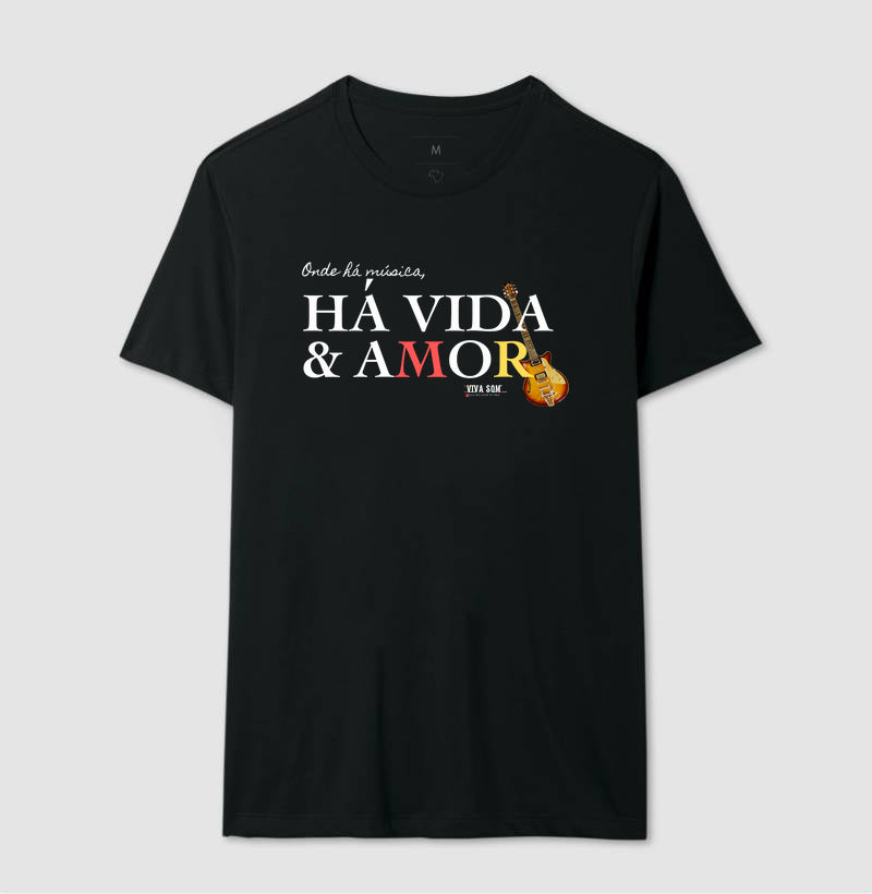 Música vida e amor - Camiseta Confort Feminina e Masculina