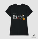 Música vida e amor - Camiseta Algodão Peruano Clássica e Baby Look 497146