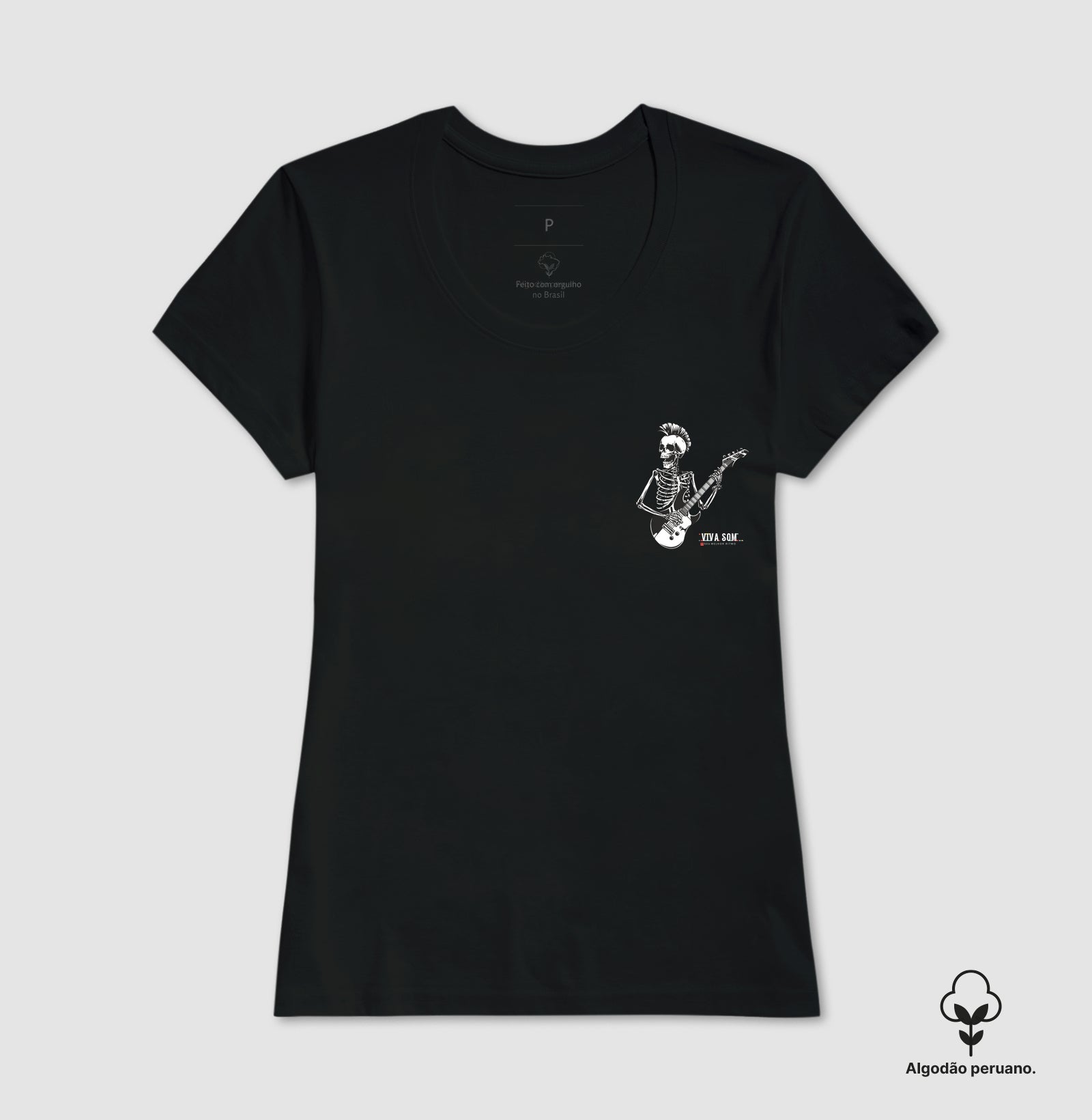 Rock: O esqueleto - Camiseta masculina e feminina (algodão peruano) 497146