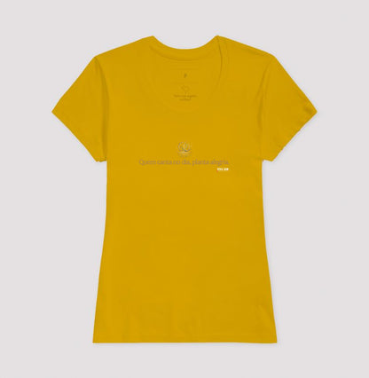 Notas Douradas “Quem Canta no Dia, Planta Alegria” - Camiseta Confort Feminina / Masculina (100% Algodão) 497146