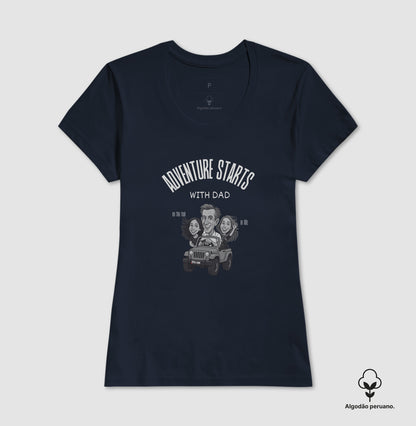 Algodão Peruano - Pai aventureiro no Jeep - Camiseta Masculina (clássica) e Feminina (baby look) 497146