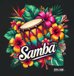 Samba com Flores - Camiseta Confort Feminina e Masculina