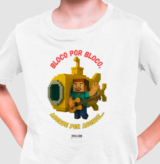 Bloco por Bloco No Pixel - Camiseta infantil
