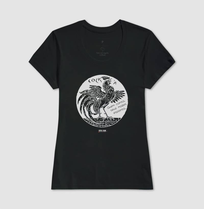 Galo Cantor “Quem Canta, Seus Males Espanta - Camiseta Confort Masculina / Feminina (100% Algodão) 497146